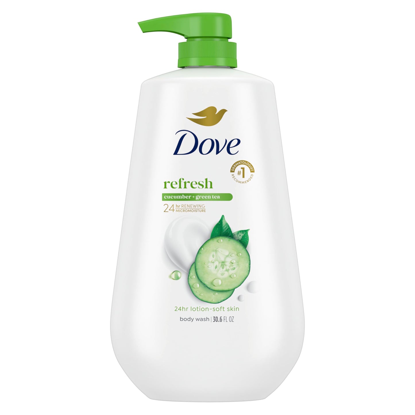 Dove 24hr Lotion Body Wash Refresh Cucumber & Green Tea, 30.6 oz | Hydrating body wash with MicroMoisture and a refreshing spa-inspired scent