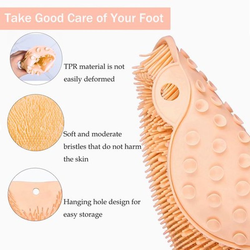 Shower Foot and Back Scrubber Mat,Wall Mounted Shower Foot Scrubber with Suction Cups,Exfoliating Silicone Massage Foot Cleaner for Shower(Yellow)
