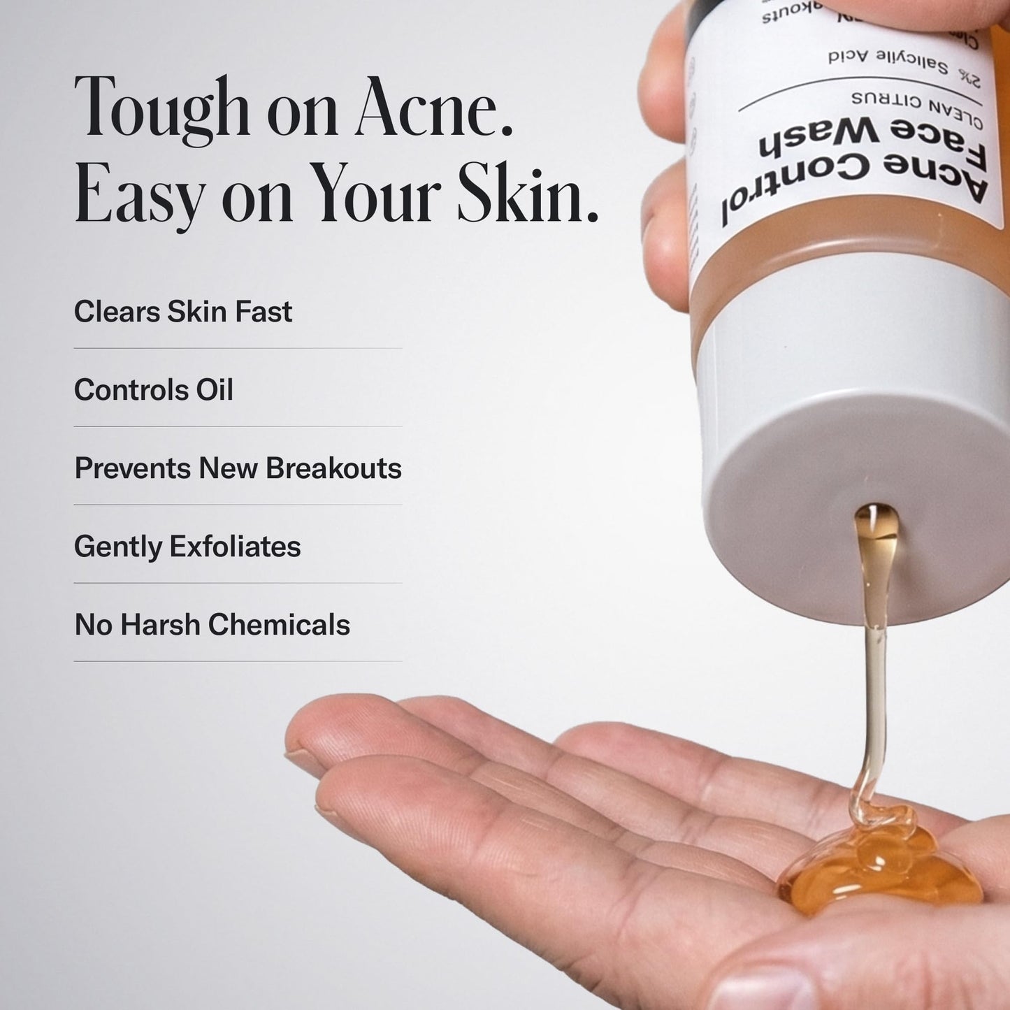 Geologie Acne Control Face Wash | 2% Salicylic Acid Exfoliating Cleanser | Clears Skin, Controls Oil & Prevents Breakouts | Clean Citrus Scent | For Men & Women | 6 fl oz
