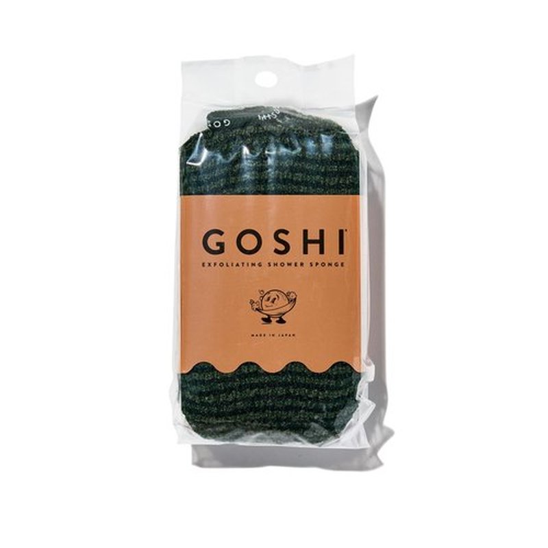 GOSHI Exfoliating Shower Sponge - Rip-Resistant, Rapid-Drying Exfoliating Bath Sponge for All Skin Types - Moss Green - Made in Japan