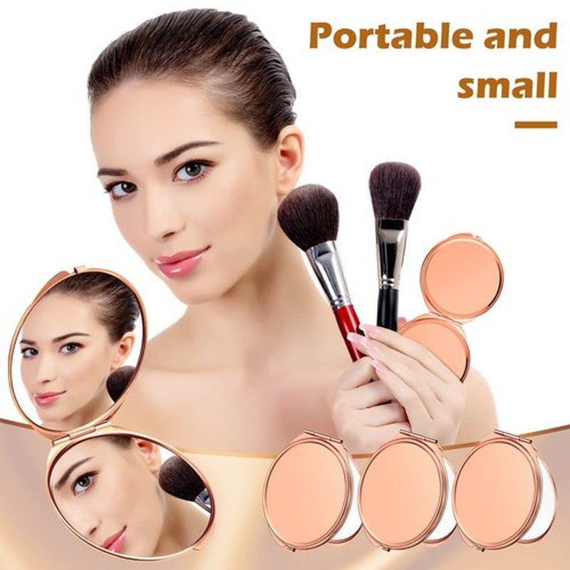 8 Pcs Compact Mirror Bulk with 1X 2X Magnification Double Sided Mini Travel Makeup Mirror Small Portable Pocket Mirror Folding Round Purse Compact Mirrors for Women Bridesmaid Gifts(Rose Gold)