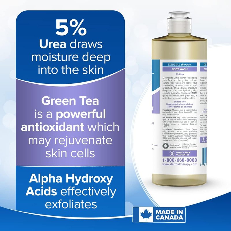 Urea 5% Cream with AHA & Green Tea Extract - Hydrating Skin Treatment for Dry Skin