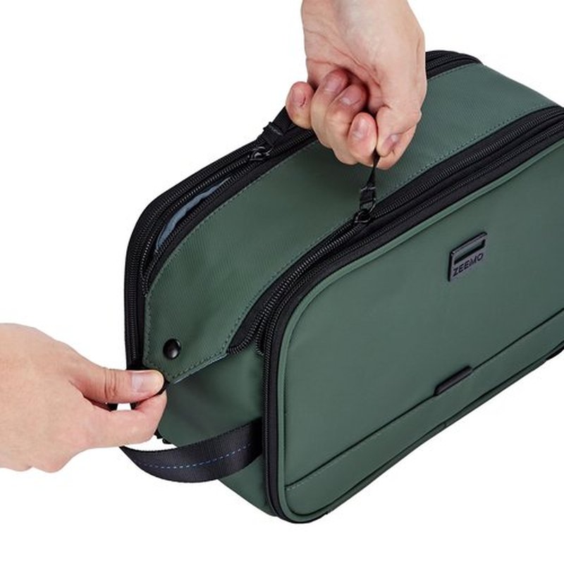 ZEEMO Toiletry Bag for Men, Extra Large Water-resistant Dopp Kit with Double Side Full Open Design, Shaving Bag for Toiletries and Shaving Accessories for Long Travel, Green