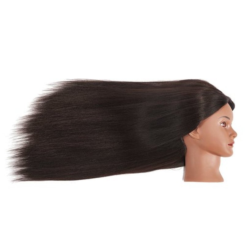 Traininghead 26"-28" Mannequin Head Hair Styling Training Practice Head Manikin Cosmetology Doll Head Synthetic Fiber Hair Hairdressing Training Model with Free Clamp Stand