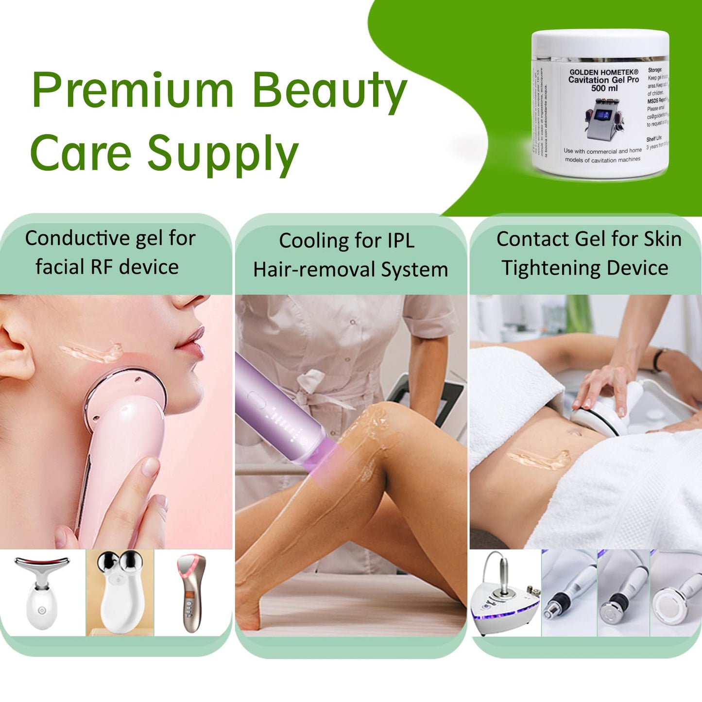 RF Conductive Gel with Hyaluronic Acid for Microcurrent Face Device, Radio Frequency Gel for Body Skin Tightening Machine, Hydrating Skin Cooling Cream for IPL Hair Removal, 260ml Jar
