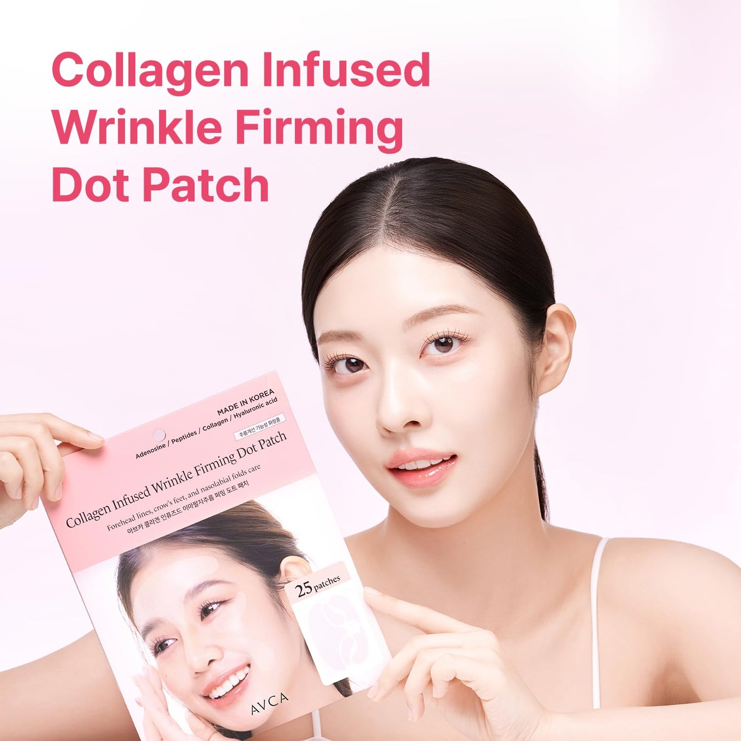 AVCA Collagen Dot Patches for Forehead Wrinkles – Korean Overnight Firming Patch for Smile Lines & Crow's Feet – Adenosine, Peptide & Hyaluronic Acid, 25 patches