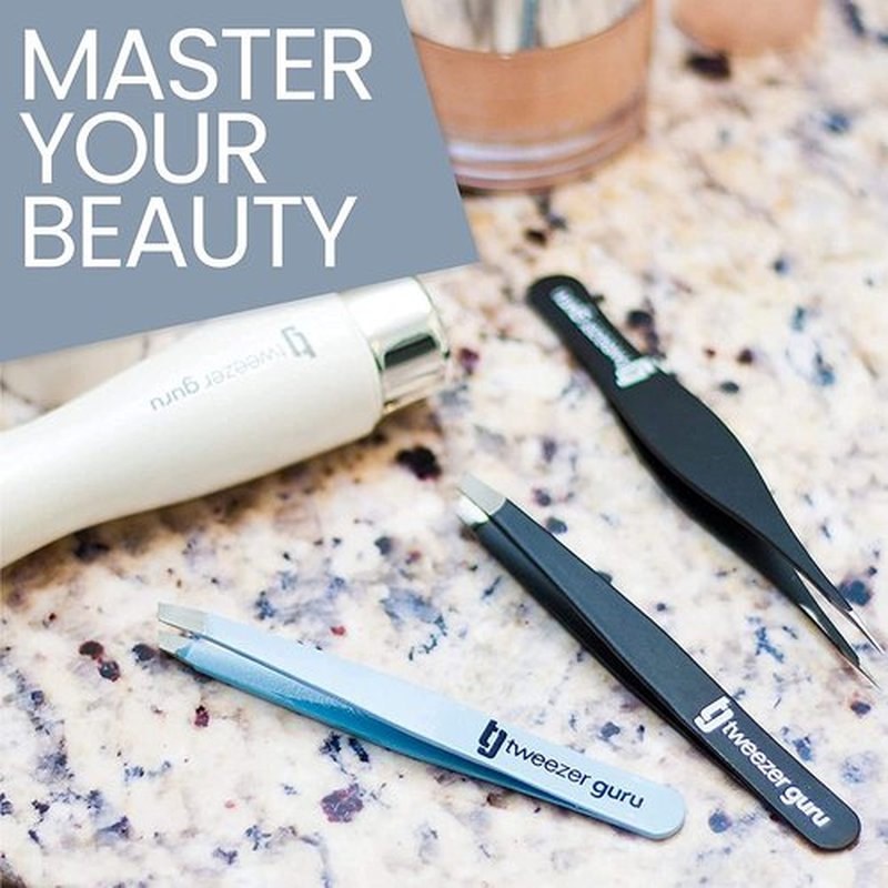 Tweezer Guru Tweezers for Women - Slant Pointed Precision Tweezers for Eyebrows & Ingrown Hair Removal - Blackhead and Splinter Tweezer with Sharp Needle Nose Point for Plucking (Purple)