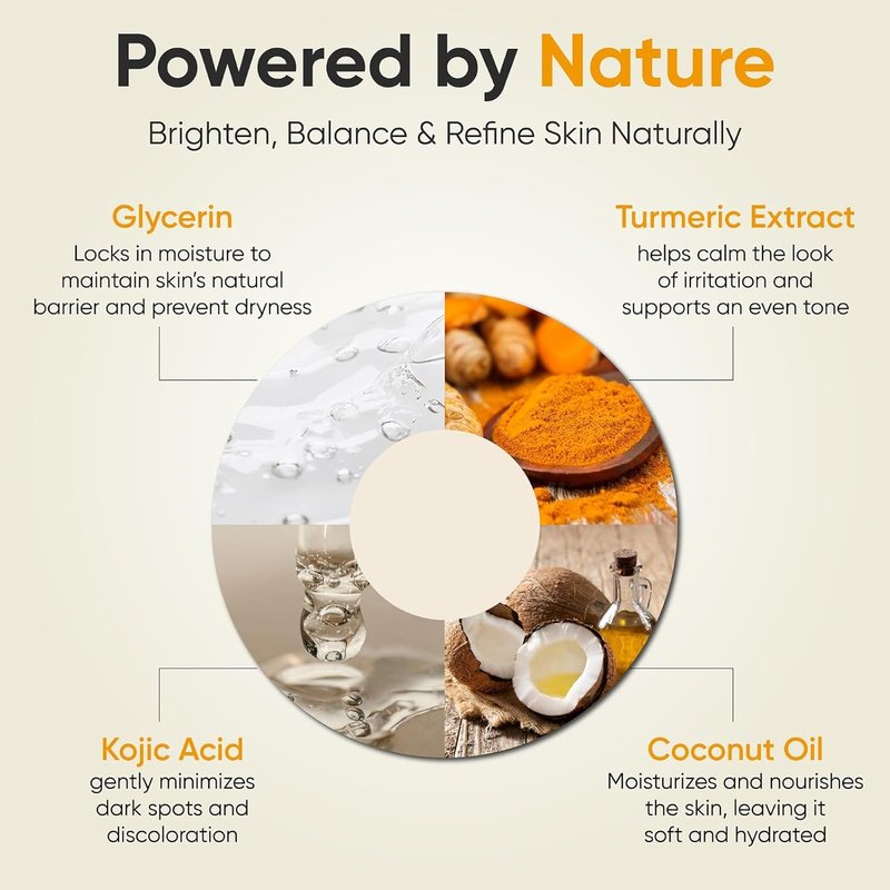 Kojic Acid Turmeric Soap Bar - Brightening & Exfoliating Natural Cleanser | 4 oz