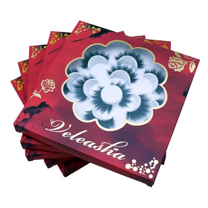 Veleasha Lashes 5D Faux Mink Lashes Volume False Eyelashes Handmade Fluffy Eye Lashes Fake Lashes Eyelashes 7 Pairs Luxurious Fake Eyelashes Pack (5D15)