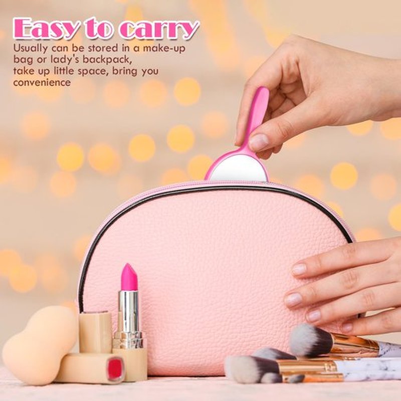 Jetec 25 Pcs Handheld Mirror with Handle, 3.94" L x 2.17" W, Small Portable Round Mirror Bulk for Kids Travel Makeup Classroom Camping Daily DIY Crafts (Pink,Light Blue,Violet,Acid Blue,Sky Blue)