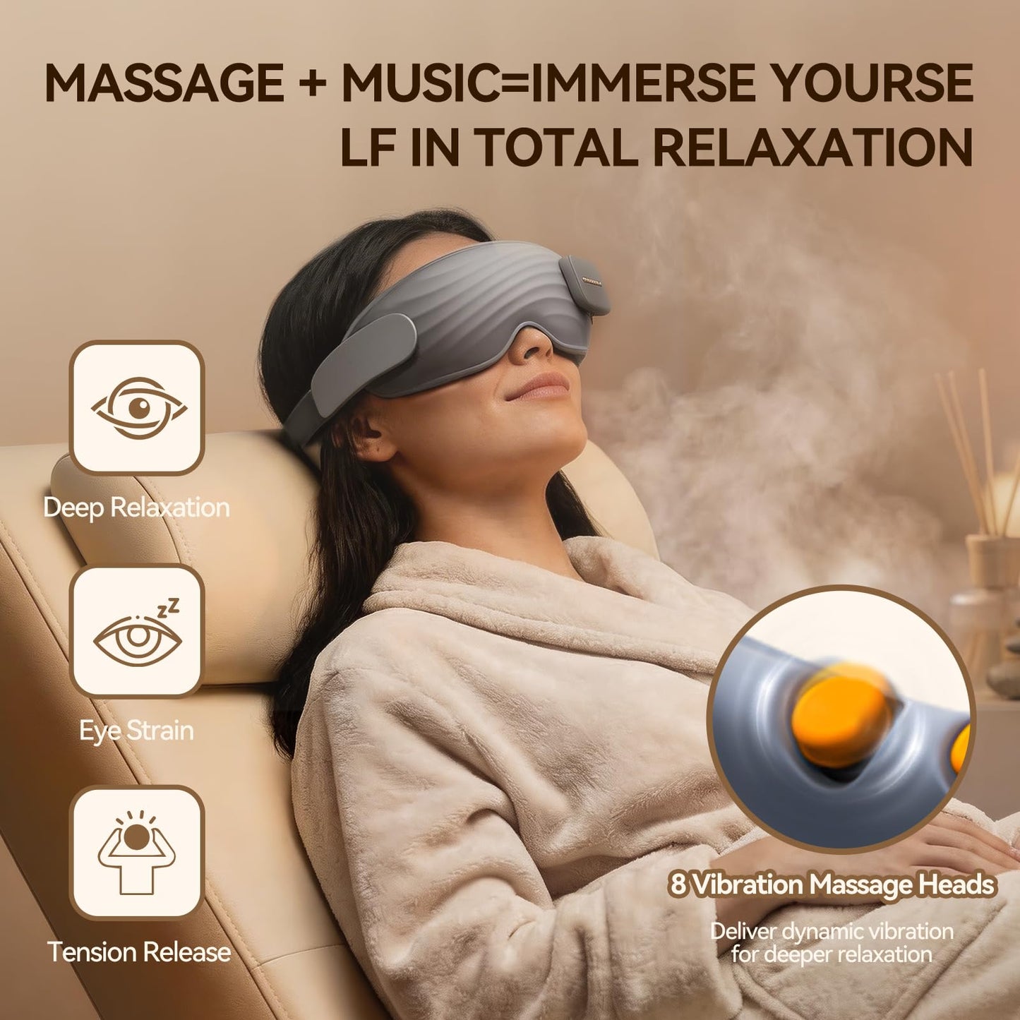 AiSleep Eye Massager with Heat, Heated Eye Mask, Eye Massager with Bluetooth Music for Dry Eyes, Eye Relief, Improved Sleep, 3 Temperature Heated Eye Massager for Migraine Strain Relief, Eye Care