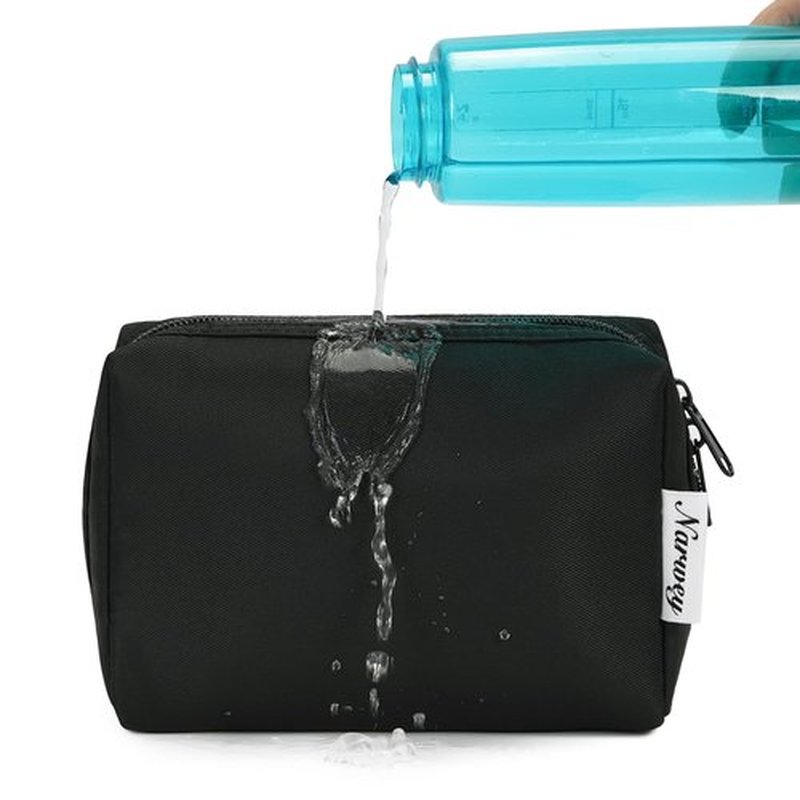 Large Makeup Bag Zipper Pouch Travel Cosmetic Organizer for Women (Large, Black)