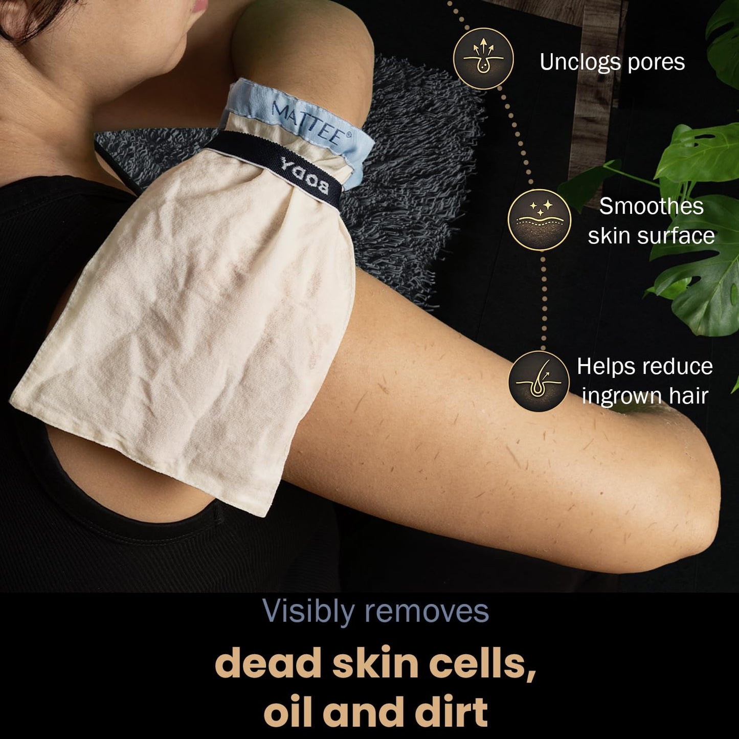 MATTEE Kessa Exfoliating Glove 2-Pack – Turkish Hammam Mitt for Dead Skin Removal, Smooth Skin & Self Tan Prep