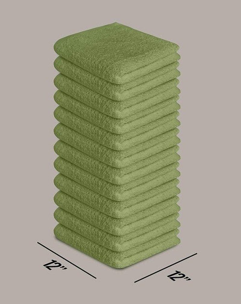 Softolle 100% Cotton Ring Spun Wash Cloths – Bulk Pack of Washcloths – 12x12 Inches – Wash Cloth for Face, Highly Absorbent, Soft and Face Towels (Sage Green, 24 Pack)