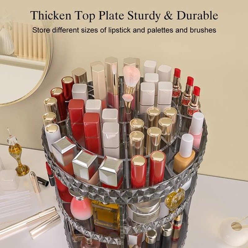Famitree 360 Rotating Makeup Organizer, DIY Adjustable Makeup Carousel Spinning Holder Storage Rack, Large Capacity Vanity Organizer Skincare Organizers, Organizador De Perfumes (Gray)