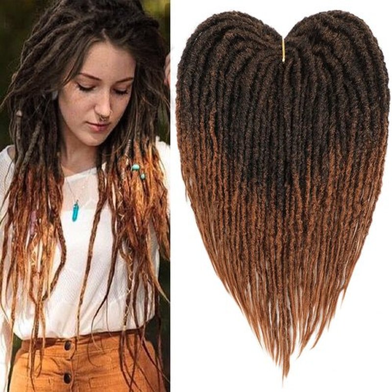 Aguacor Synthetic Textured Dreadlocks Straight Double Ended Dreadlock Extensions with Texture 20inches 25 Strands Thin Soft DE Dreadlock Extensions for Women (25 Strands, 1B/30)