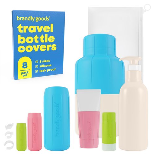 Multi-Size Silicone Bottle Covers for Travel – Leak-Proof Stretchable Silicon Sleeves for Travel Toiletries with Safety Clip Locks, Travel Covers for Liquid, Cruise Ship & Traveling Essentials