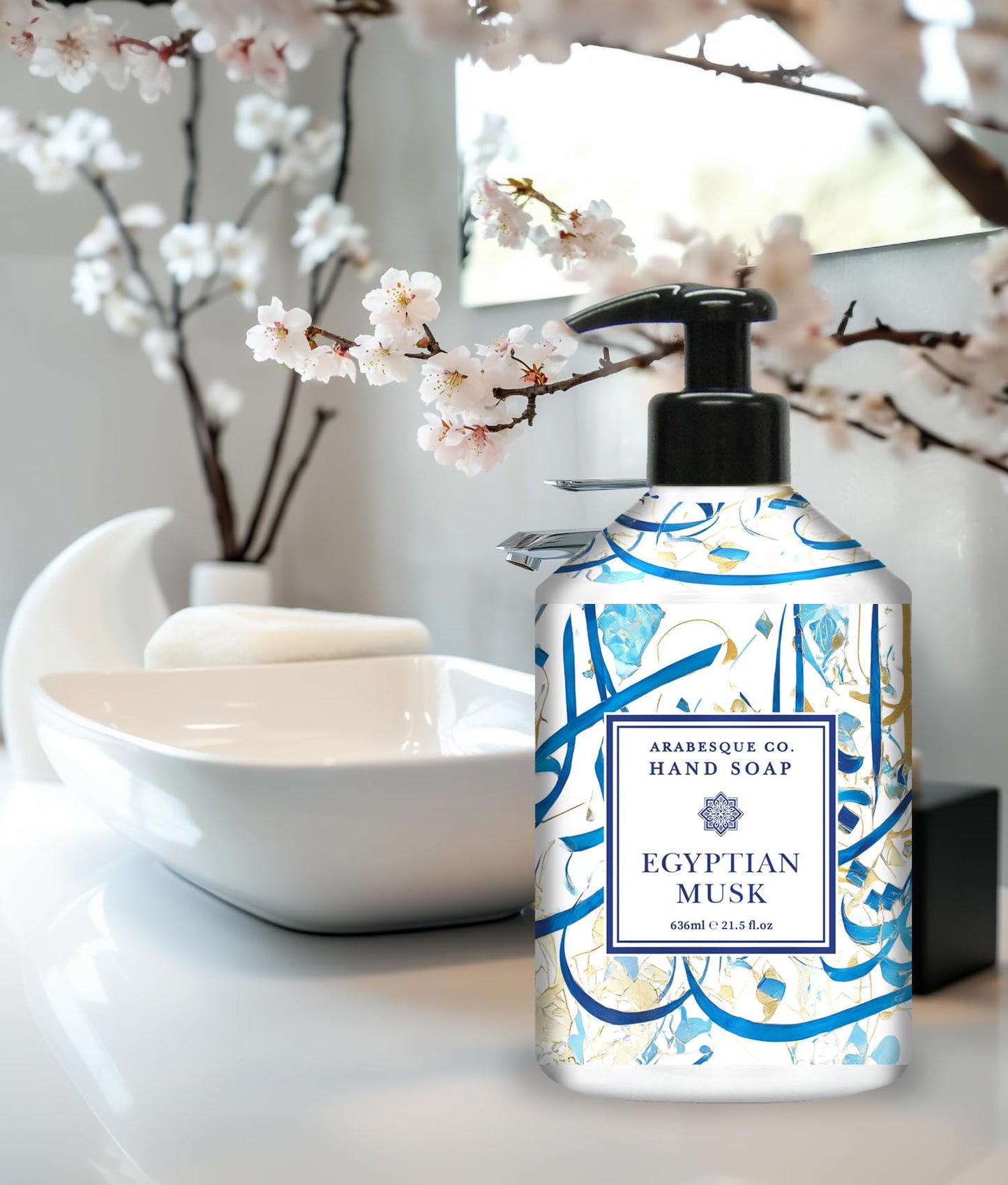 Home & Body Company Arabesque Co. Hand Soap Set 4-Pack (21.5 fl oz Each) – Arabian Jasmine, Oud Rosewood, Orange Blossom & Egyptian Musk – Moisturizing Liquid Soap for Kitchen & Bathroom