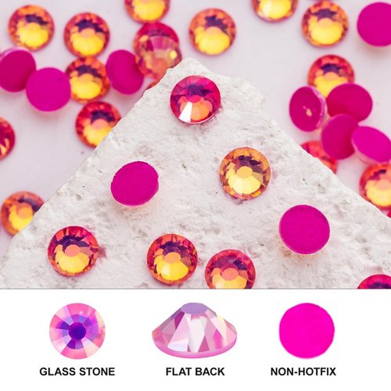 Novani 3000 Pieces Flatback Rhinestones Glass Round Gems F-Rose Crystals for Nail Art DIY Crafts Clothes Shoes,SS6,1.9-2.0mm