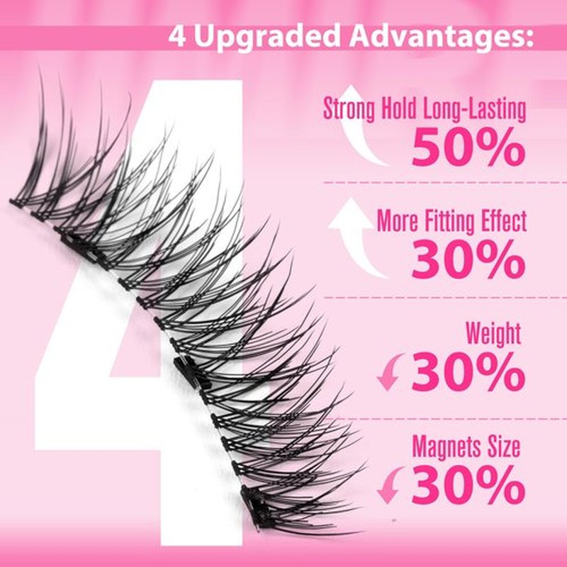 JIMIRE Magnetic Eyelashes Natural Look Wispy Eyelashes Magnetic Lashes with Applicator Cat Eye No Glue Needed Magnetic Lashes without Eyeliner Clear Band False Eyelashes with Magnets 1 Pairs Pack