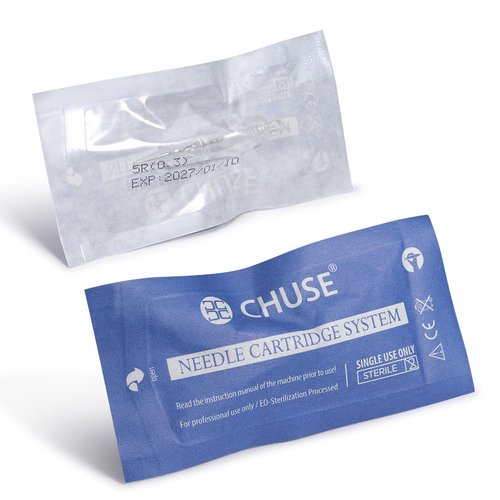 CHUSE C22 Prevents Ink Spitback Safety Tattoo Pro Cartridges Needles Permanent Makeup Needles Box of 10Pcs (5R 0.3)