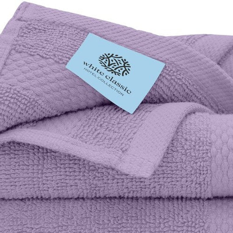 White Classic Luxury Washcloths for Bathroom-Hotel-Spa-Kitchen-Set - Circlet Egyptian Cotton - Highly Absorbent Hotel Quality Face Towels - Bulk Set of 12-13x13 Inch (Lavender)