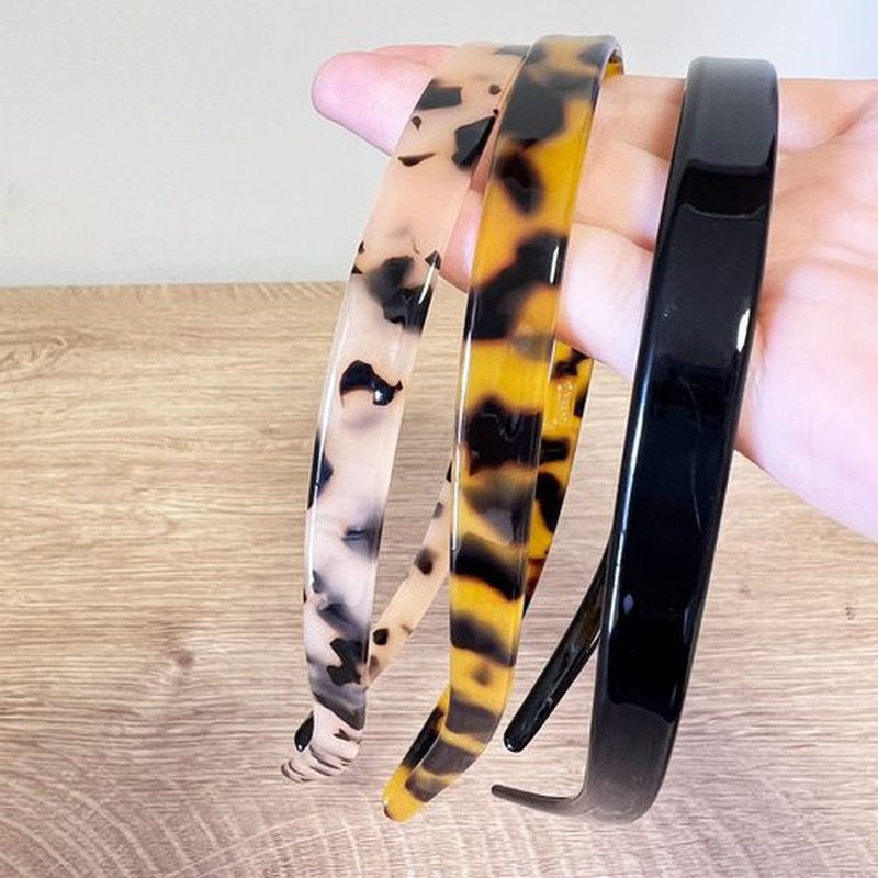 KOVOLITU 2 Pack Eyewear Headbands Comfortable Headbands for Women Acetic Acid Headband Designed for Eyewear Fashion Skinny Headbands(Tortoise,Amber)
