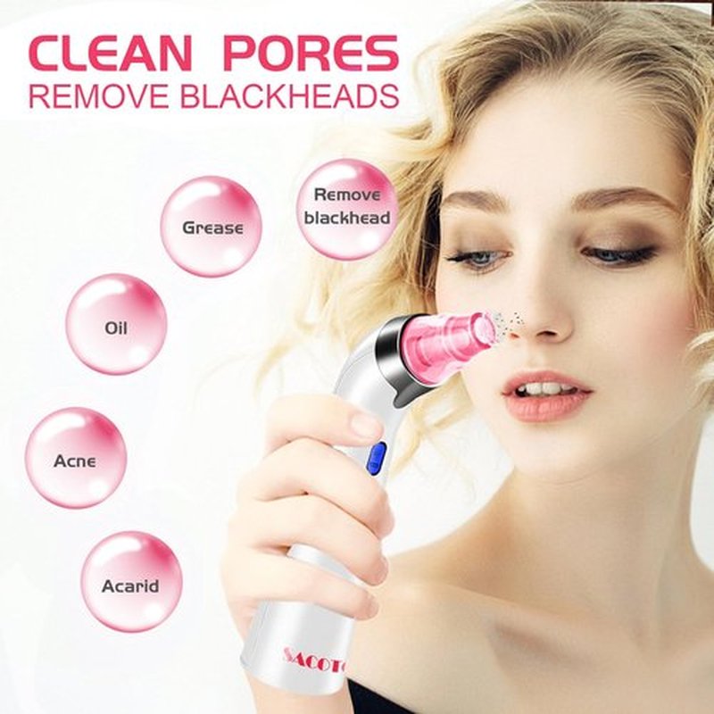 Blackhead Remover Pore Vacuum, Face Suction Pore Cleanser, 5 Suction Power Electric Blackhead Extractor Tool, 4 Probes, Blackhead Suction Remover for Women & Men (Pink)