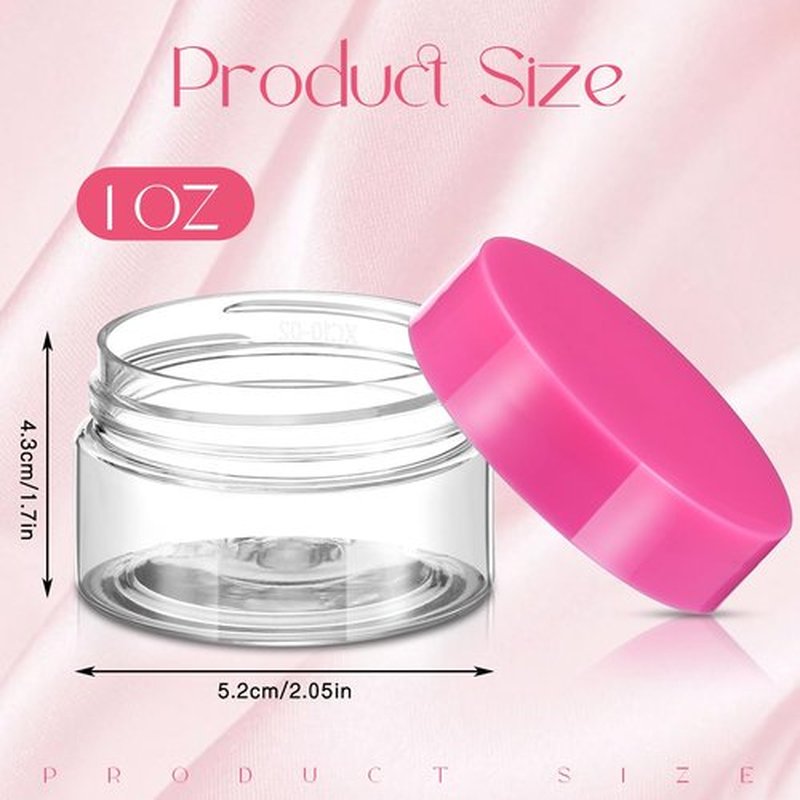 Patelai 4 Pieces Round Clear Wide-mouth Leak Proof Plastic Container Jars with Lids for Travel Storage Makeup Beauty Products Face Creams Oils Salves Ointments DIY Making or Others (Pink,1 Ounce)