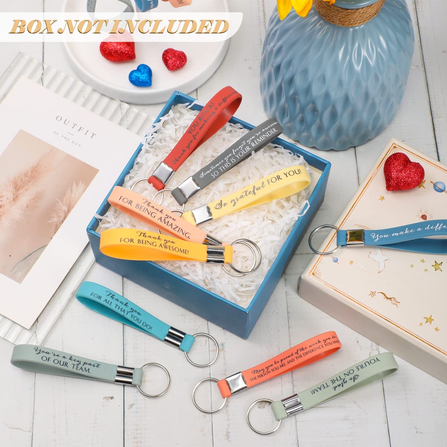 Nosiny 30 Pcs Keychain Appreciation Gift Bulk for CNA Employee Coworker Inspirational Thank You Gift for Teacher Nurse Staff(Bright)