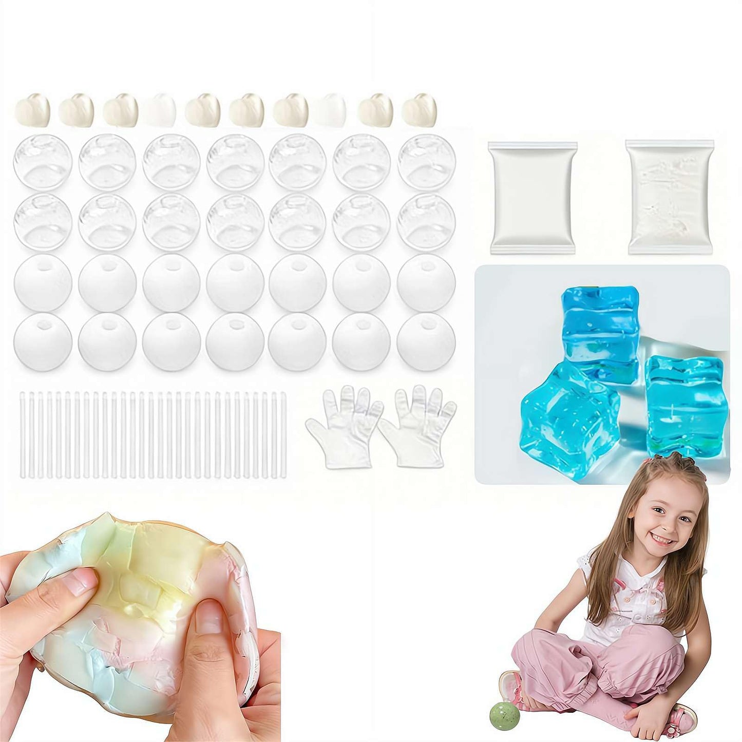 DIY Stress Ball Making Kit, Stress Balls Kits, Stresses Ball, TPR Skins and Fillers for Anxiety Relief Toys, Self-Care Gifts Women