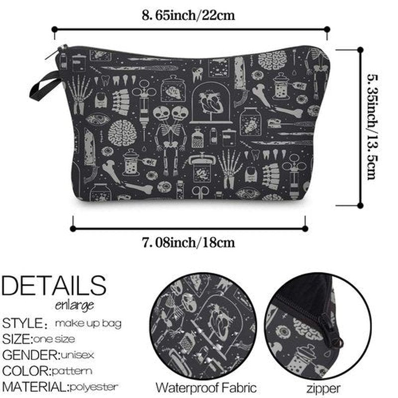 LOOMILOO Cosmetic Bag for Women, Adorable Roomy Makeup Bags Travel Water Resistant Toiletry Bag Accessories Organizer Cute Gifts (skulls 52254)