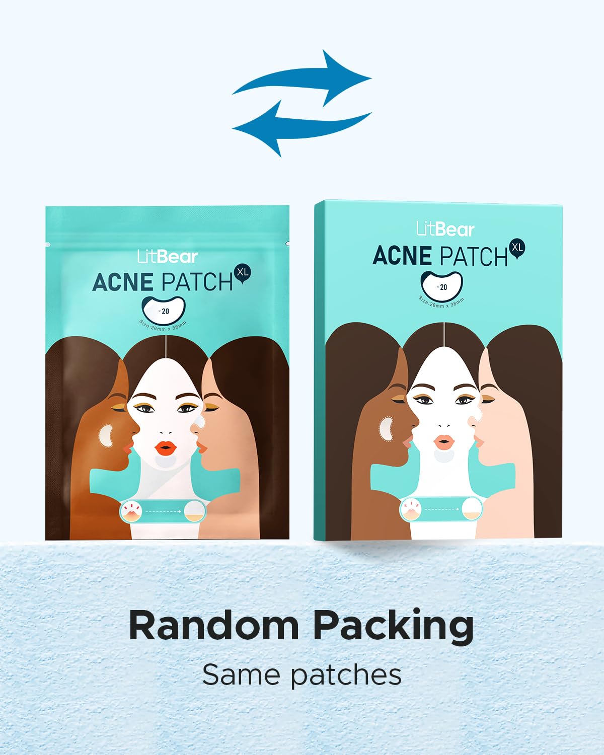 LitBear Acne Patches for Large Breakouts, Hydrocolloid Pimple Patches for Zit and Blemish, Face, Chin, Back and Body With Tea Tree Oil