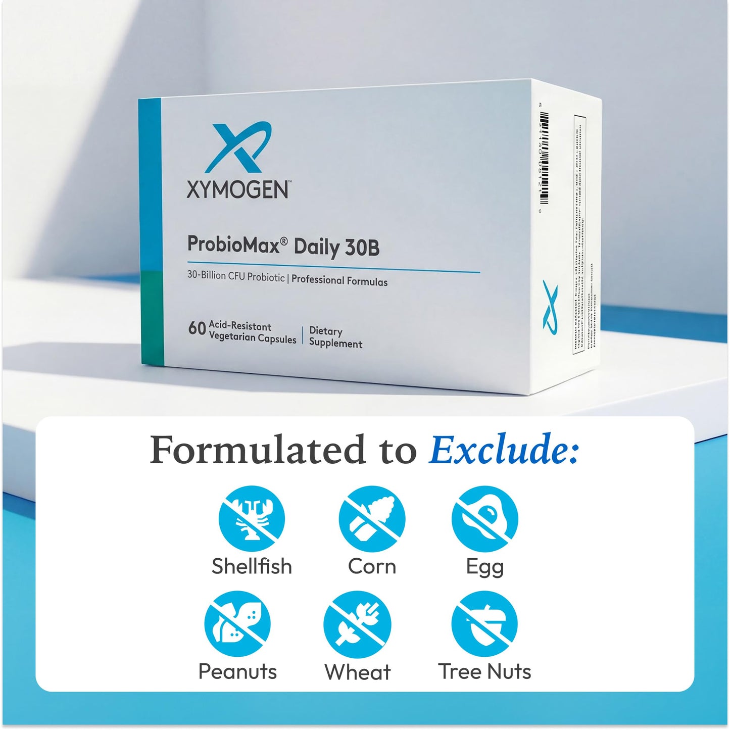 XYMOGEN ProbioMax Daily 30B - Probiotics for Digestive Health Support - Lactobacillus Acidophilus & Bifidobacterium Lactis HN019 - Vegetarian, Gluten-Free & Non-GMO - 60 Capsules