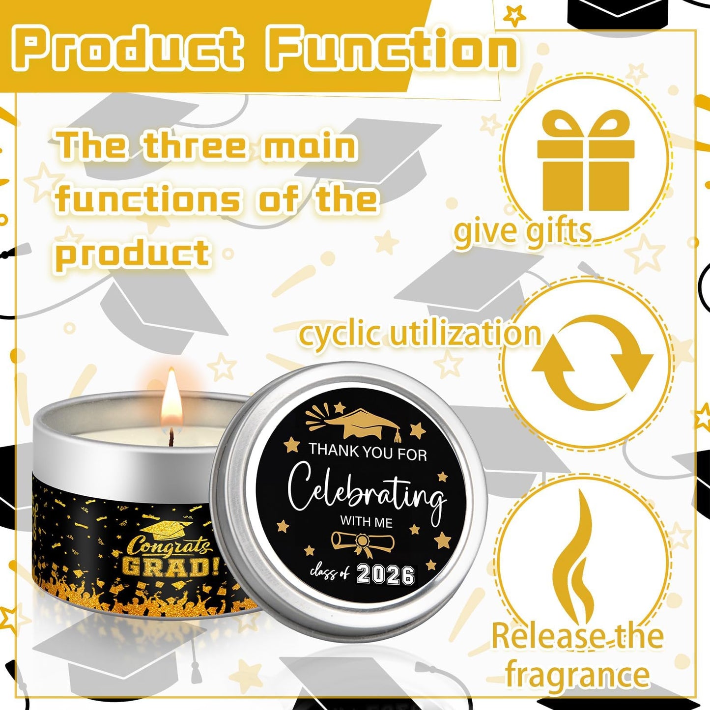 30 Sets Mini Graduation Candles Bulk Class of 2026 Graduation Gifts Soy Wax Candles Scented Candles Gifts for College Graduate Exchange Gift