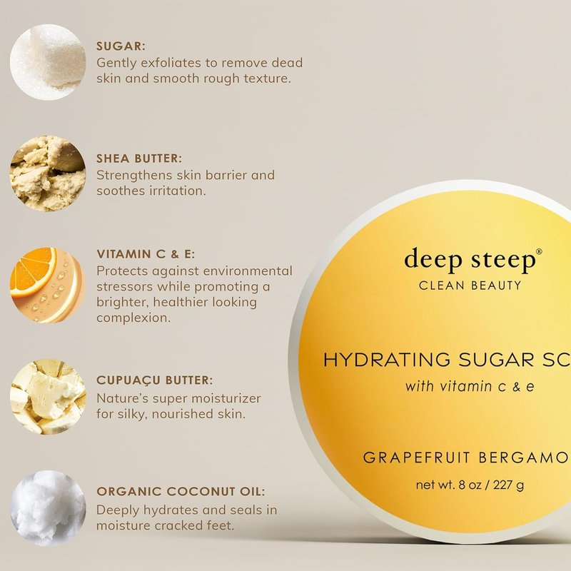 Deep Steep Sugar Scrub - Lilac Blossom Exfoliating Body Scrub with Organic Oils | 8 oz for Smooth, Nourished Skin
