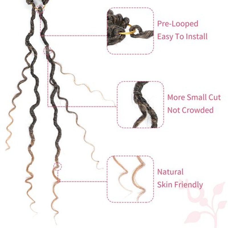 Alicoco Goddess Locs Crochet Hair 18 Inch 8 Packs Faux Locs Crochet Hair For Women Boho Soft Locs Pre-looped River Crochet Locs With Curly Ends (18 Inch (Pack of 8), T30)