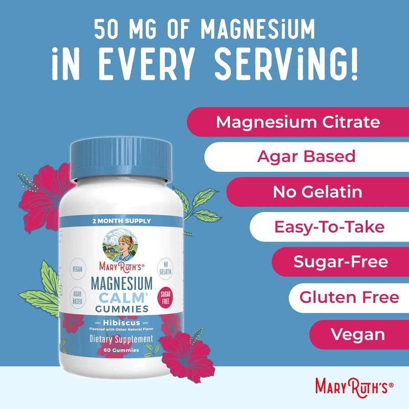 Calm Magnesium Citrate Gummies - Stress Relief & Bone Health | Vegan, Sugar-Free | 60 Count