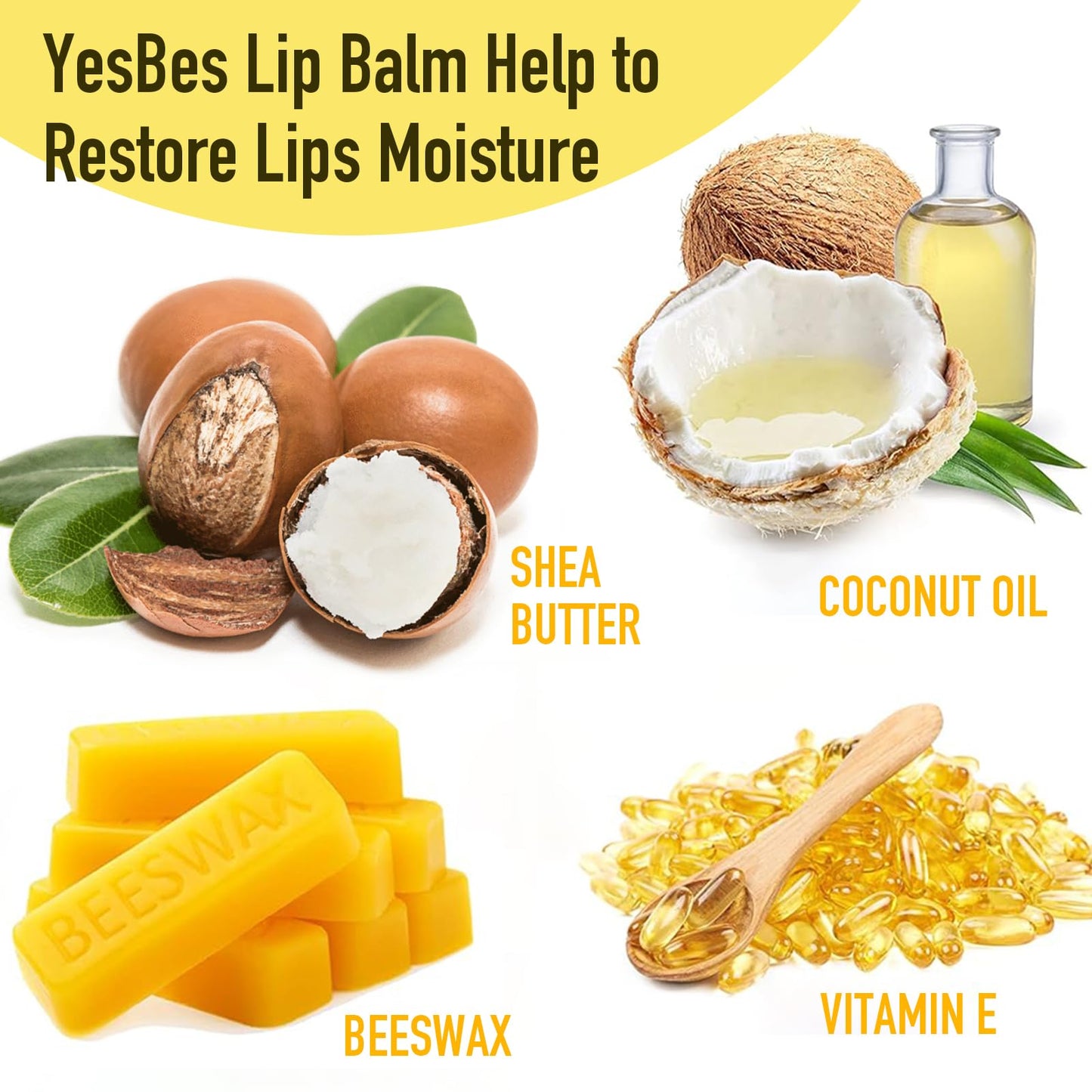 YesBes 64 Pack Lip Balm, Natural Lip Balm Bulk with Vitamin E and Coconut Oil, Moisturizing Lip Balms for Dry Cracked Lips, Lip Balms for Mothers Day Gifts Stocking Stuffers - 8 Flavors
