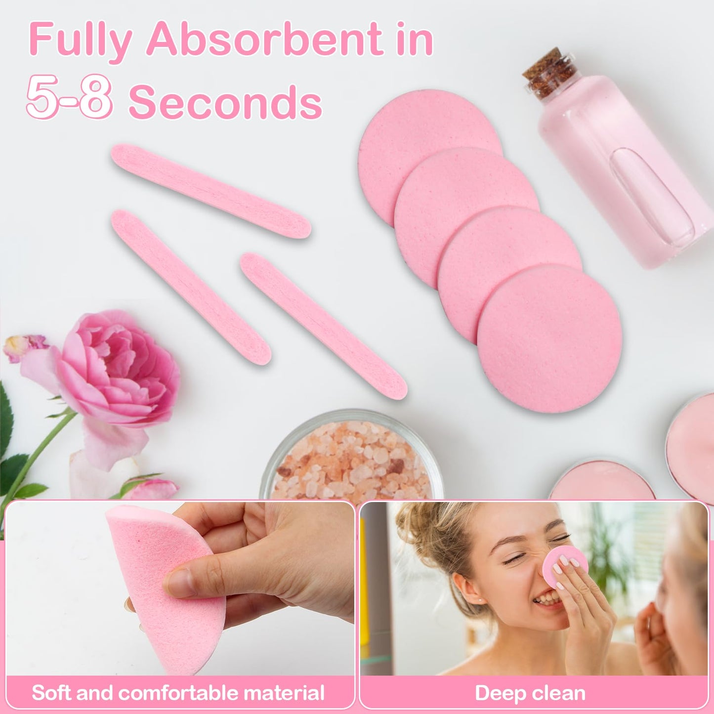 240+1 Count Compressed Facial Sponges, Luxiv Round Face Sponge Professional Compressed Makeup Removal Sponges for Estheticians Wash Face Sponge Compress Exfoliating Spa Pads With Portable Case