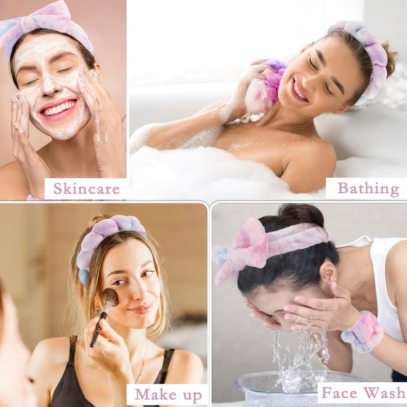 Canitor Spa Headbands Set - Non-Slip Makeup Headbands & Wrist Towels for Skincare | Cute Teen Girl Gifts