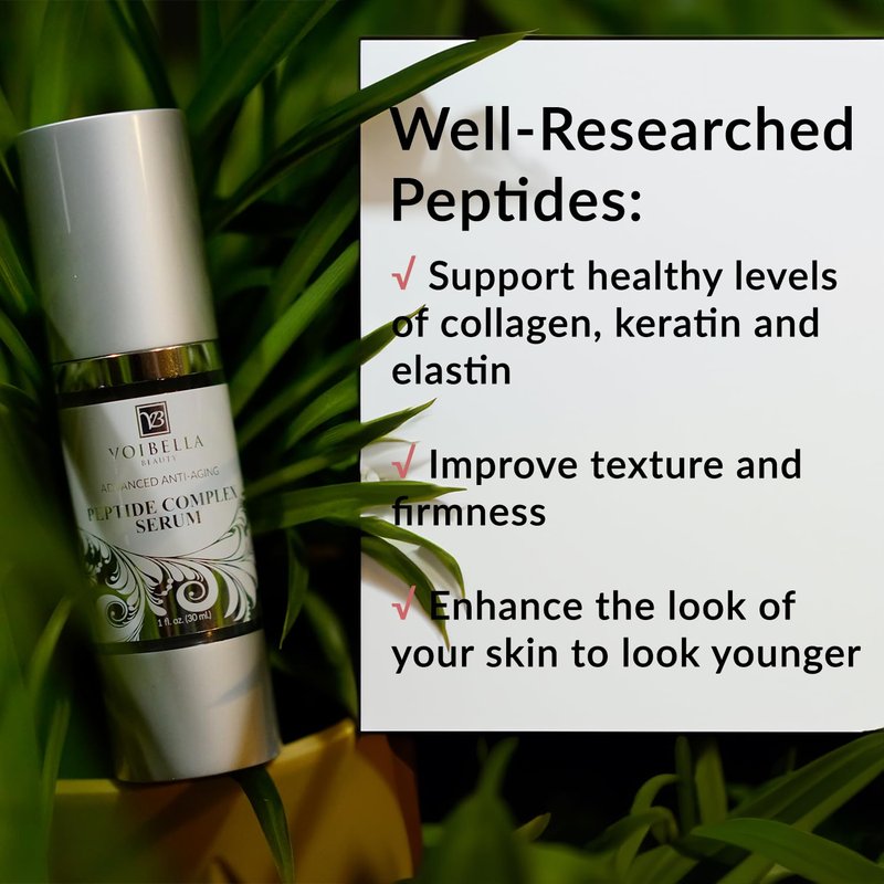 Peptide Complex Serum - Natural Anti-Aging Face Serum with Collagen Support | Peptides, Hyaluronic Acid & Vitamin E for Hydration & Firmness