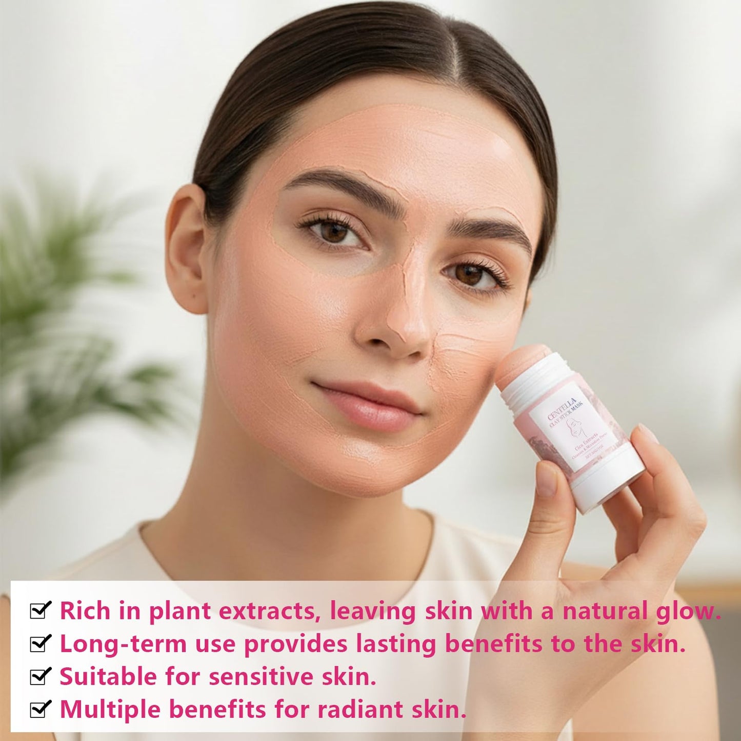 KUNAL 2 PCS Centella Clay Mask Stick,Oil Control Moisturizing & Soothing