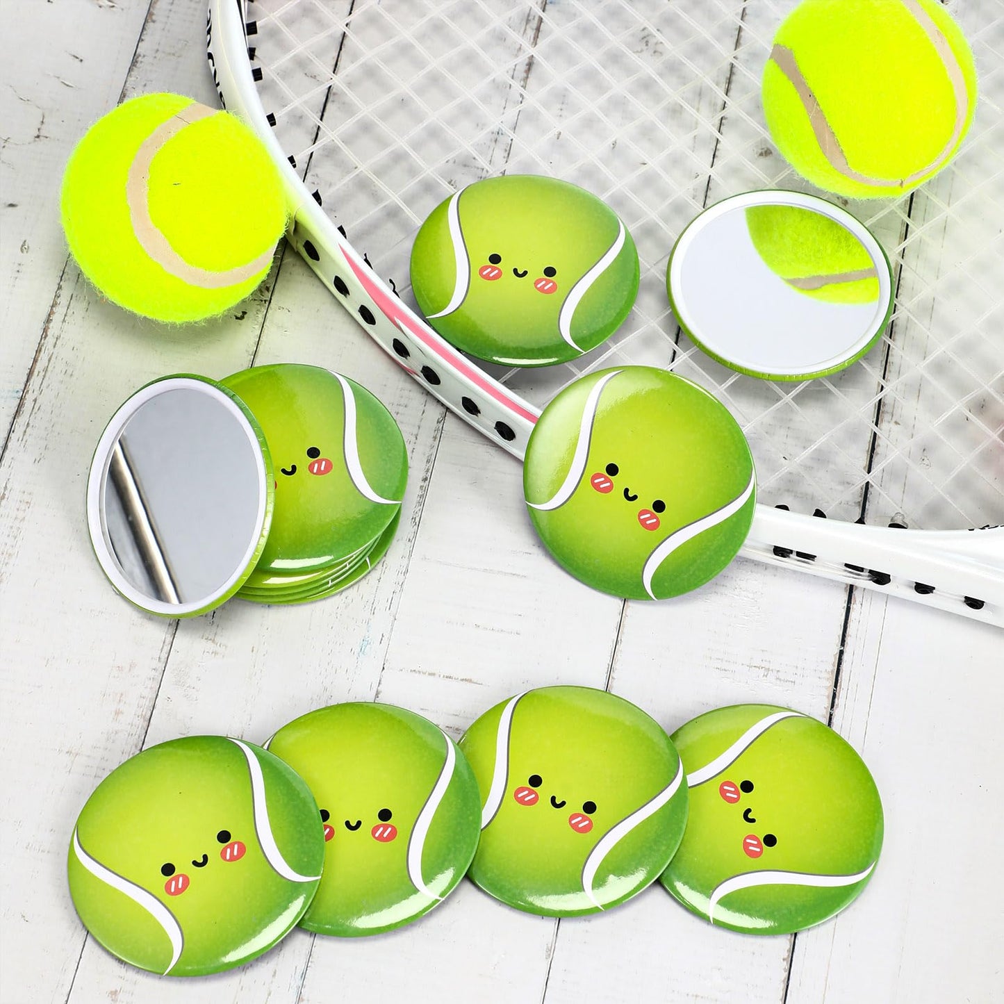 CroBlissful 18 Pcs Mini Compact Mirror Gifts for Women 2.76 Inches Pocket Purse Mirror Inspirational Gifts for Sports Lovers Team Accessories Supplies(Cute)