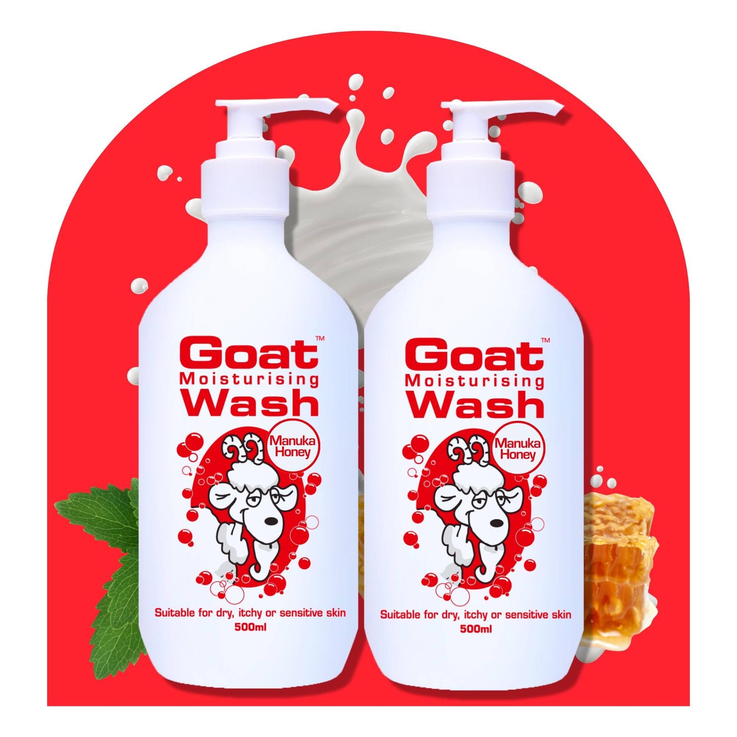 Goat Milk Soap Moisturizing Body Wash Value Duo Pack 16.9 oz - Body Wash to Revive your Skin - Oatmeal