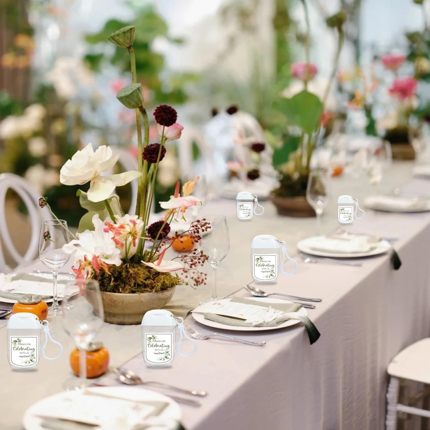 Ohmique 50Pcs Mini Hand Sanitizer Bottles Bulk with Thank You Labels (Sanitizer Not Included) - Wedding Favors - Personalized Wedding Favors for Guests