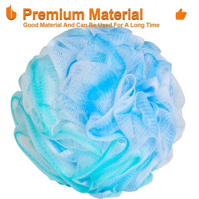 Urbanstrive Shower Bath Sponge XL 75g Soft Shower Loofahs Balls for Body Wash Men Women Bathroom Accessories, 1 Pack, Green-Blue