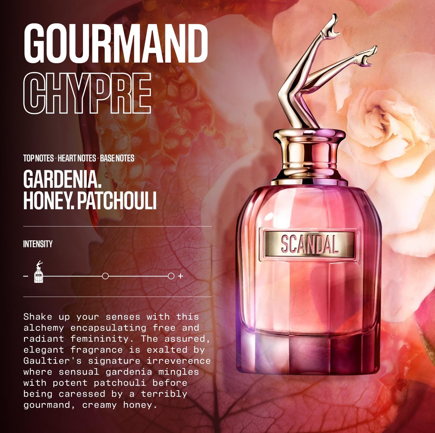 Jean Paul Gaultier Scandal Eau de Parfum for Women - Long Lasting Gourmand Chypre Women's Perfume with Gardenia, Honey and Patchouli - Designer Fragrance Spray, 1 oz
