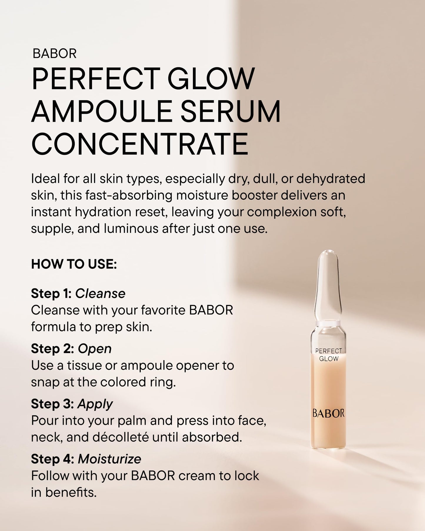 BABOR Perfect Glow Ampoule Serum, Radiance Face Serum, 7 x 2 ml
