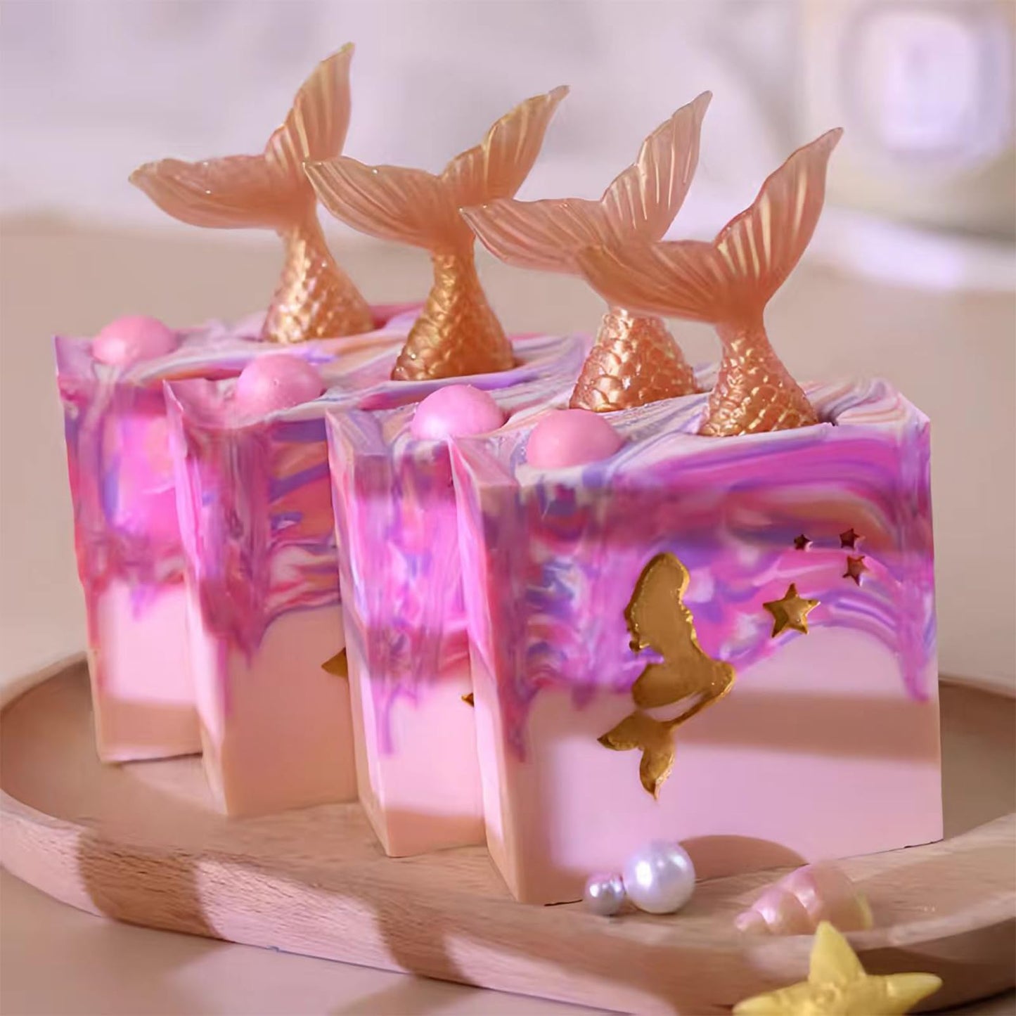 TMOMYISS Cute Mermaid Soap Handmade Natural Soap Gift Set Aromatherapy for Party Women